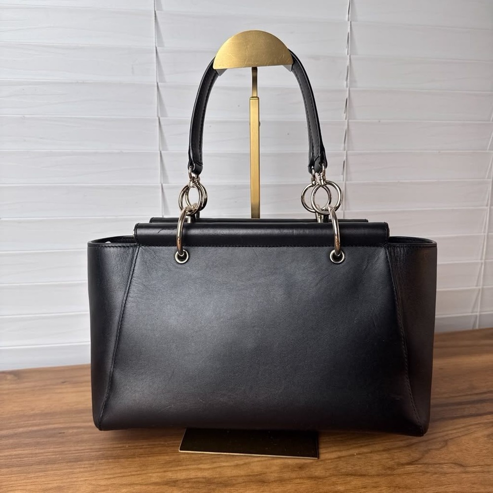 Henri Bendel Satchel Leather Black Convertible With Crossbody Bag - Picture 3 of 16